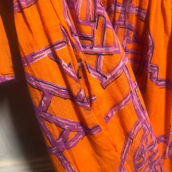 Jude Connally Faith Tiered Cotton Dress Orange Purple Bamboo‎ Lattice - Picture 7 of 10